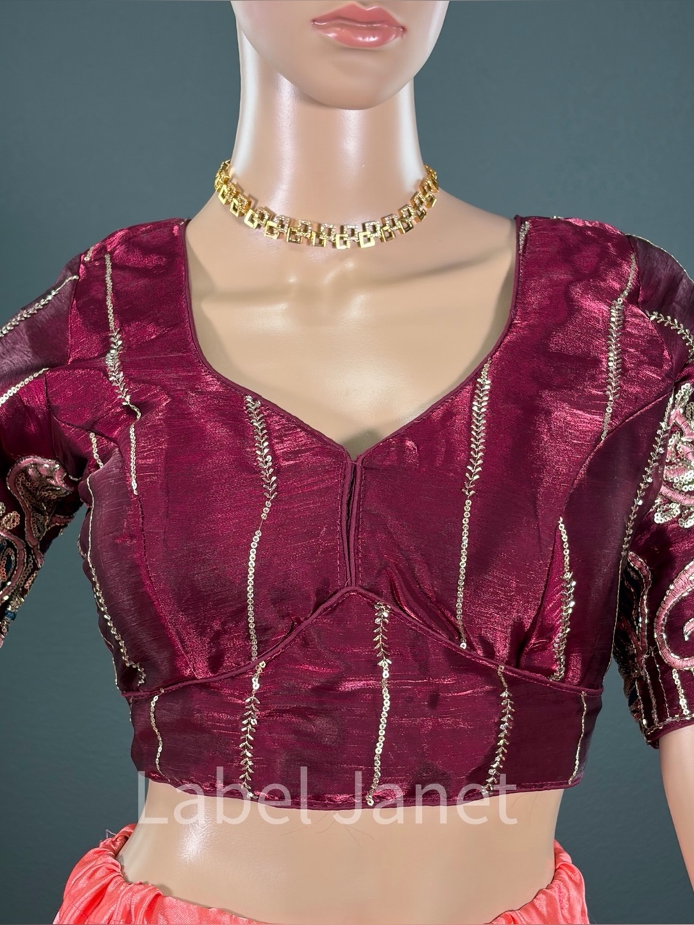 Brand new Embroidered Maroon Women's Blouse for saree,Bust - M upto L